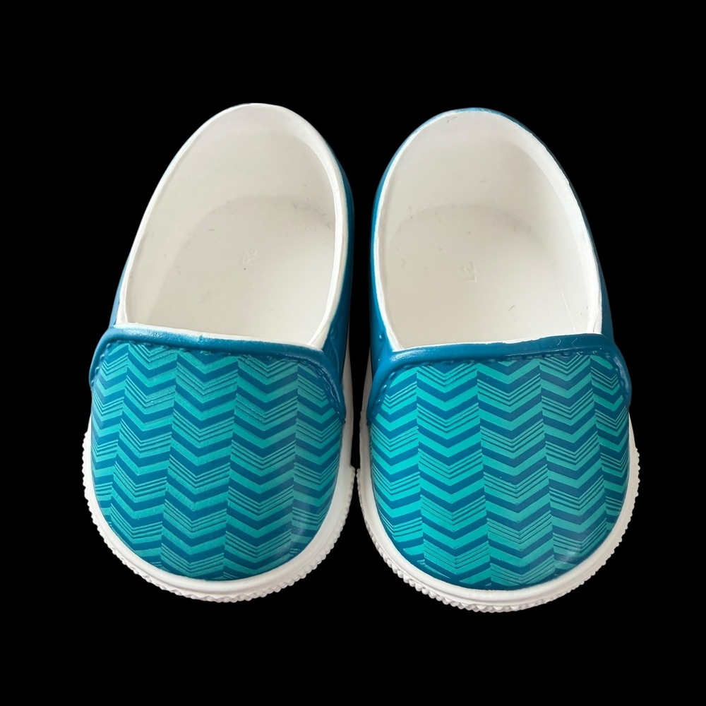 American Girl Doll Boy Meet Shoes Teal Chevron Slip On Sneakers Truly Me AG-6